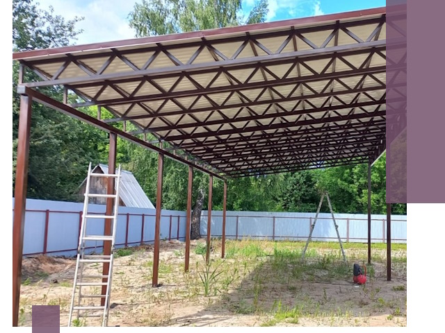 Односкатные навесы под ключ в Великом Устюге — изготовление и монтаж