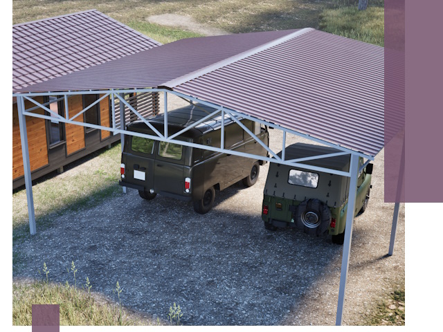 Двускатные навесы под ключ в Великом Устюге — изготовление и монтаж